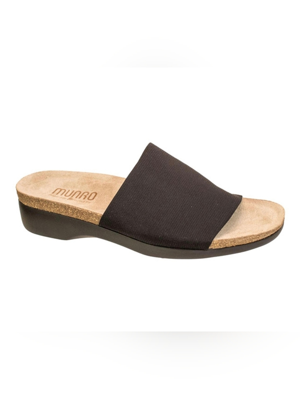 Munro Casita Wedge Slide Sandals Comfort Shoes Black Stretch Fabric Wmns Sz 10 N
